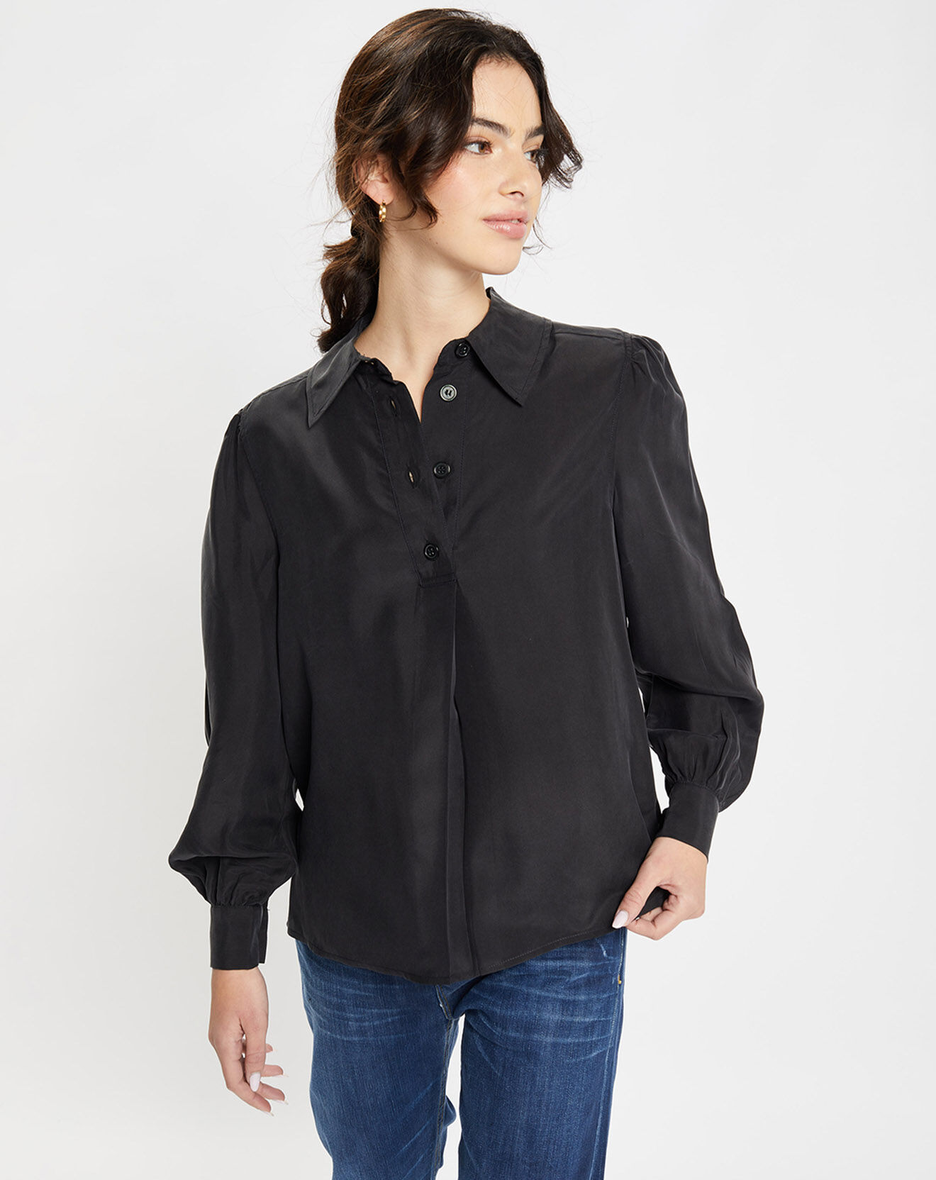 Jodhpur Chemise 100% Soie Panos noire