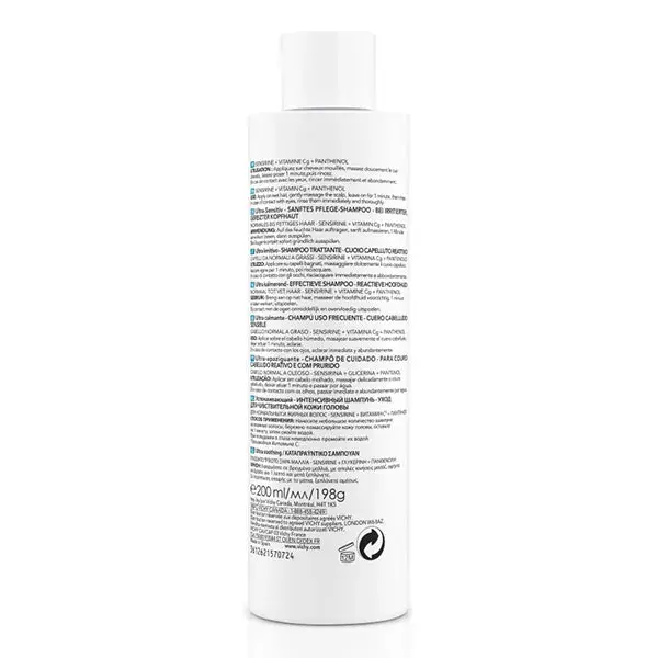 Shampoo Dermatológico Ultra Suavizante Vichy Dercos para Cabelos Normais a Oleosos 200ml