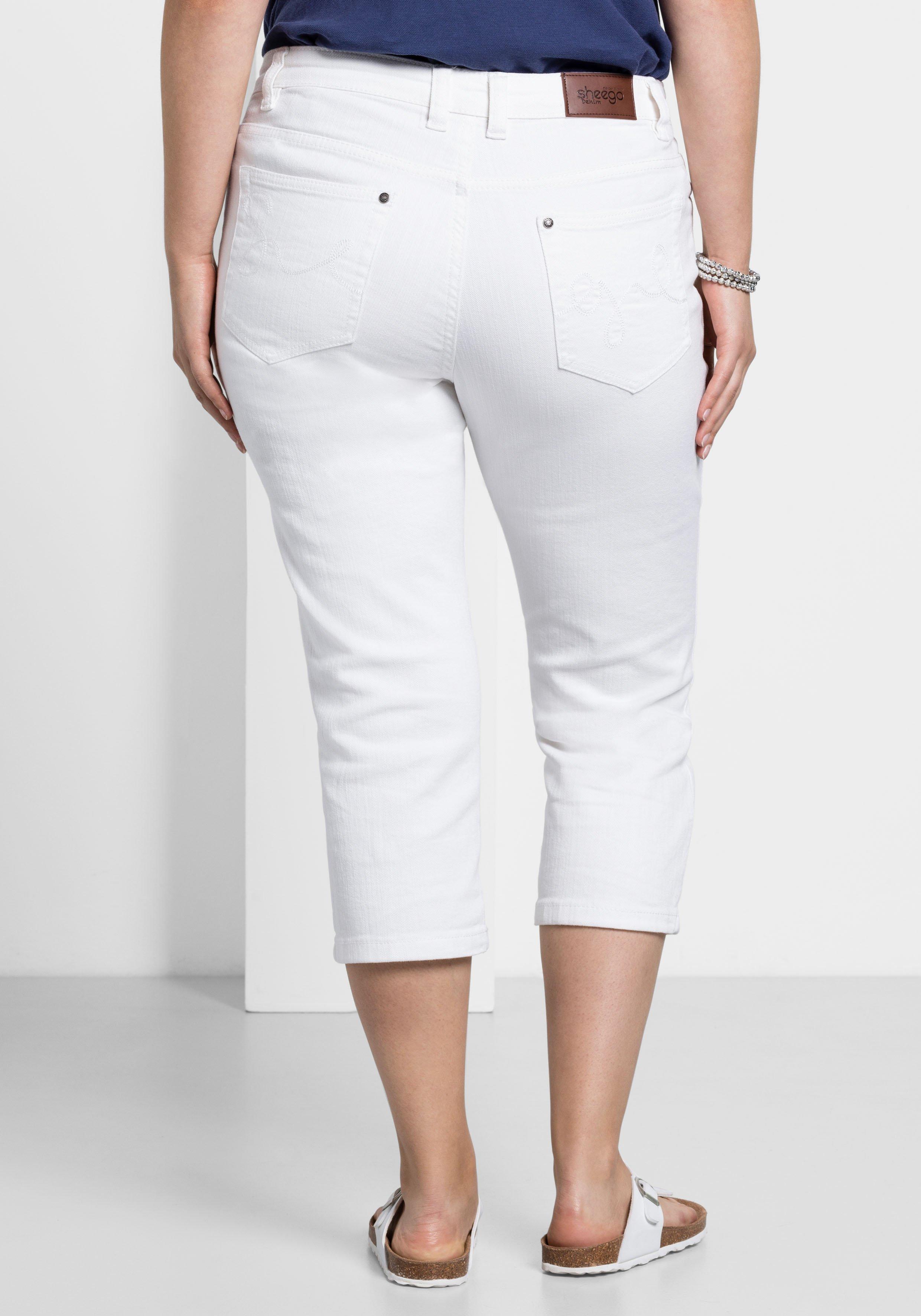 Caprijeans mit Used-Effekten