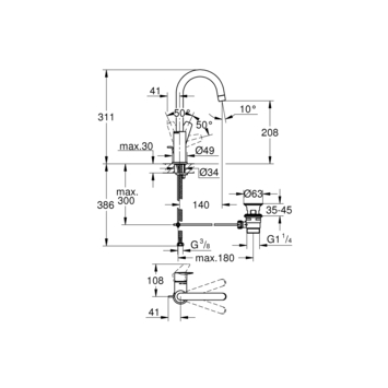 Grohe wastafelkraan Start edge L-size QuickFixchroom