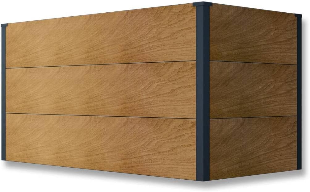 Metzler Hochbeet für den Garten – Stahl in Holzoptik & Anthrazit | Witterungsbeständiges Metall-Gartenbeet, Pflanzenbeet, Blumenhochbeet | 150 x 75 x 77 cm