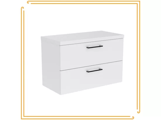 Armoire de salle de bain suspendue 80 cm sous le lavabo commode blanche