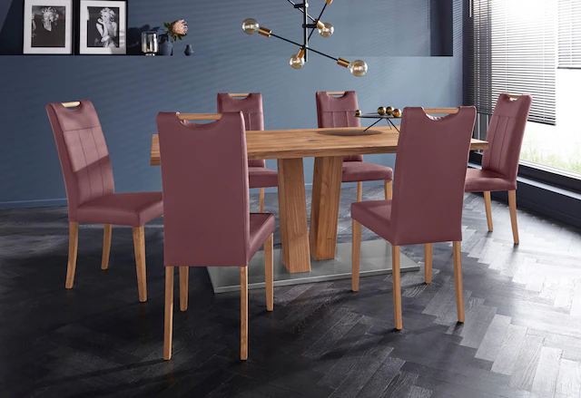 Home affaire Esszimmerstuhl »Roberta« (Set) 2 Stk.mit Bezug aus Echtleder und Gestell aus Eiche Massivholz