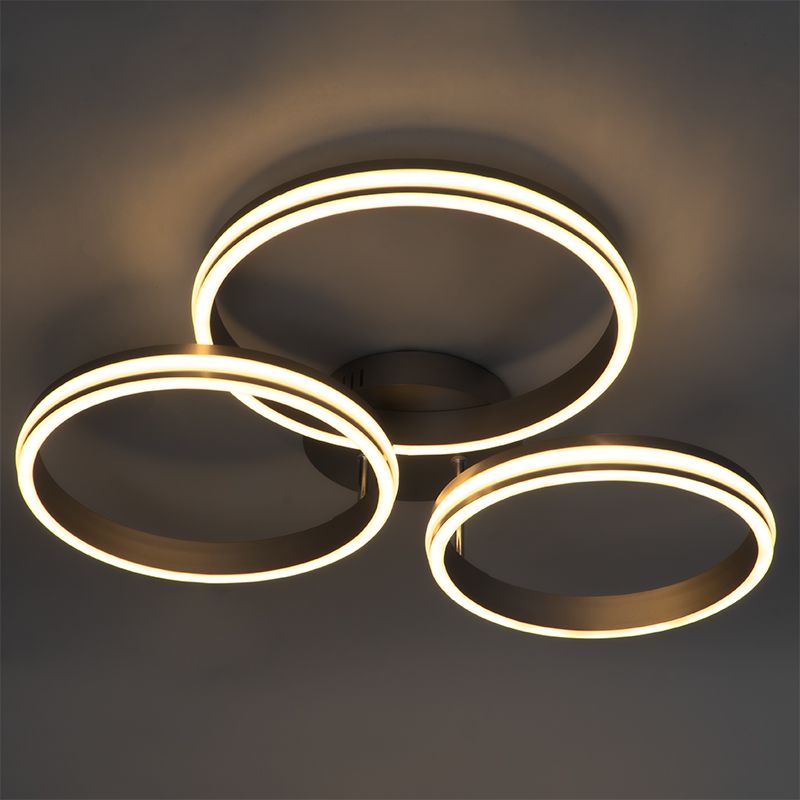 Plafondlamp staal incl. LED 3-staps dimbaar 3-lichts - Navara