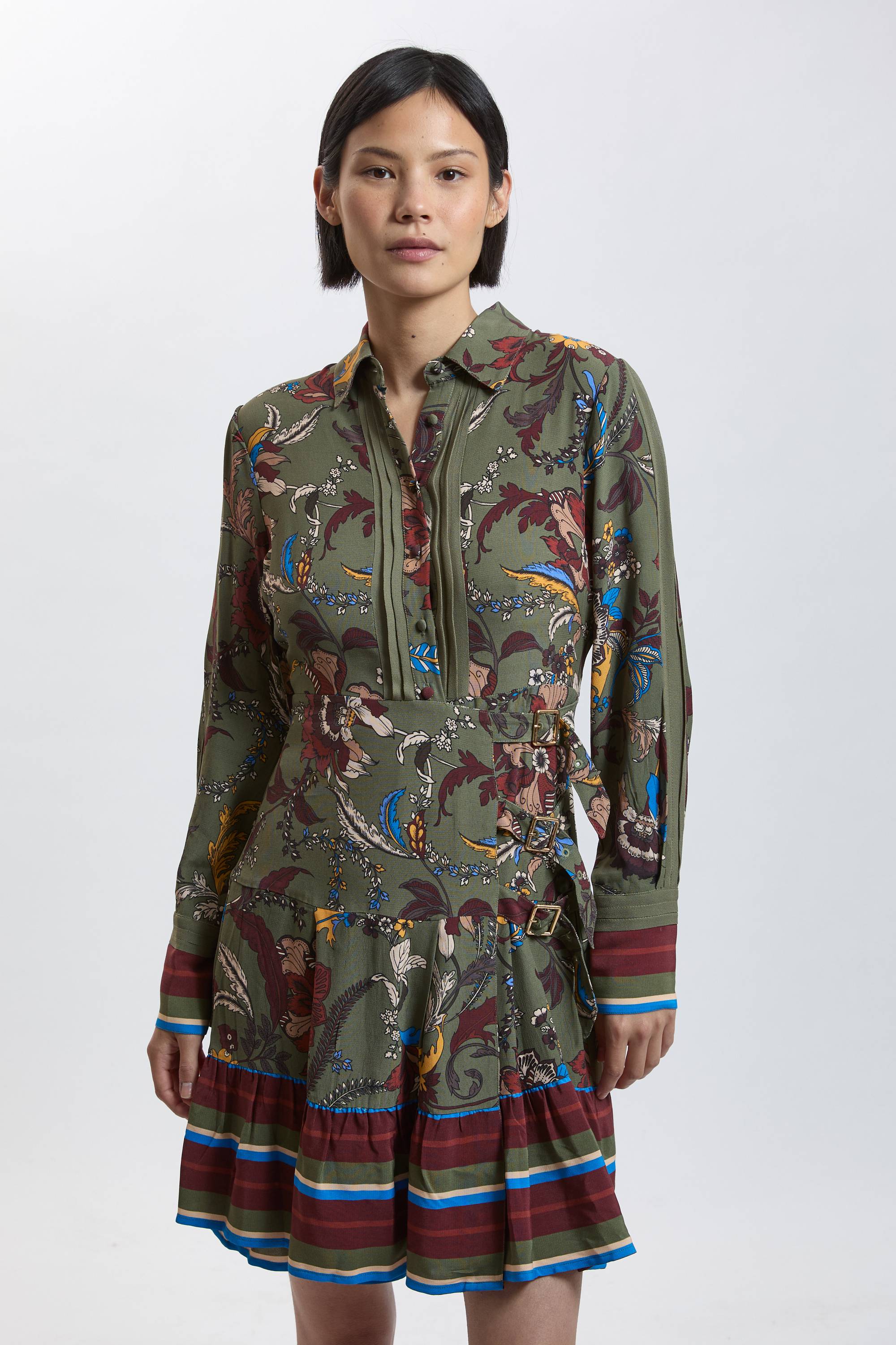 KarenMillen Robe Chemise Mini En Viscose À Imprimé Fleuri Avec Détail Ceinture Petite