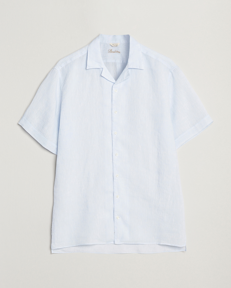 Stenströms Short Sleeve Linen Shirt Light Blue