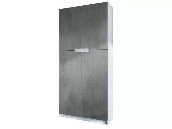 Armoire De Bureau Blanc Mat Et Aspect Béton Foncé lxhxp : 82 X 185 X 37