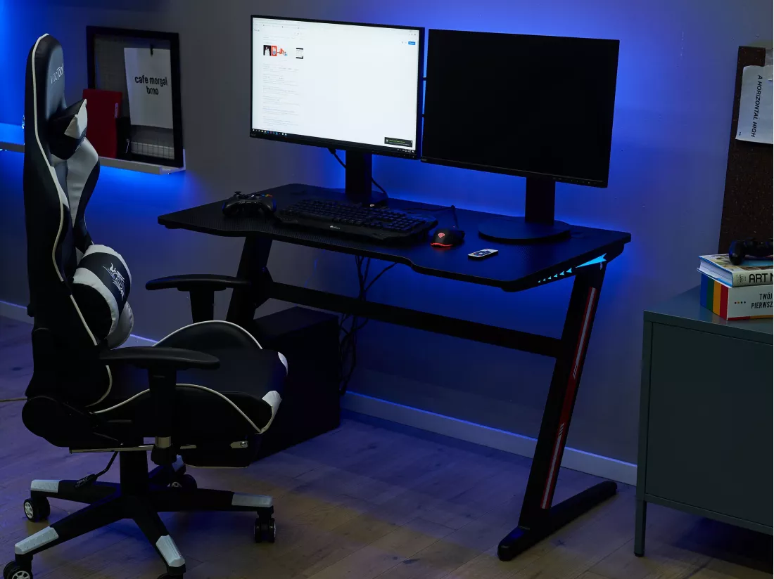 Bureau gamer éclairage LED 120 x 60 cm noir DARFUR