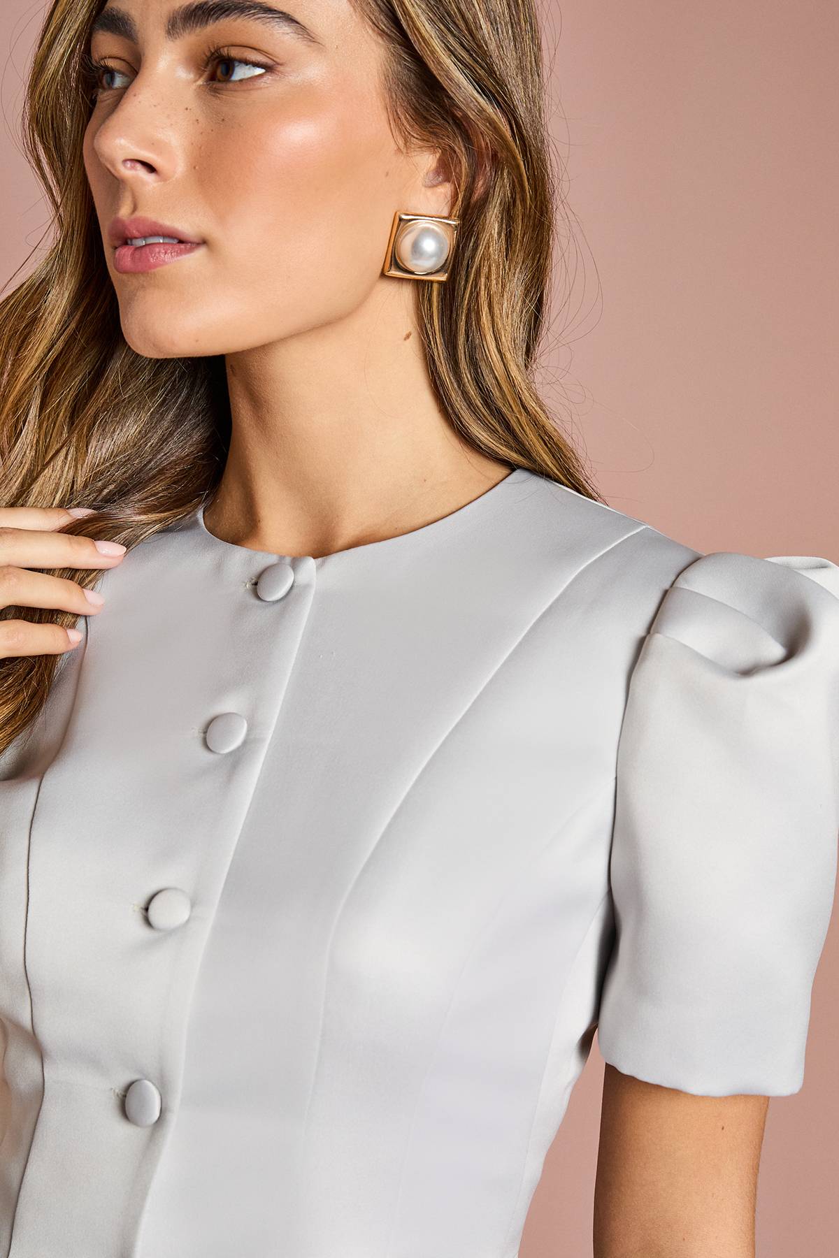 Coast Veste Ajustée à Manches Courtes Boutonnée