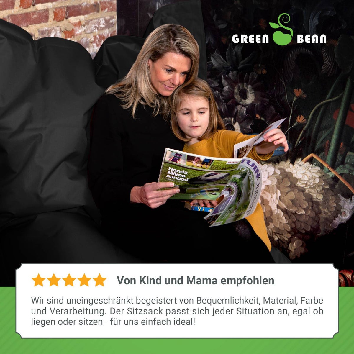 Green Bean Indoor Zitzak XXL 140x180cm 380 Liter Kinderen & Volwassenen Zitzak EPS Kralenvulling Reuze Zitzak Groot Ligbedkussen Zitkussen - Petrol Zwart