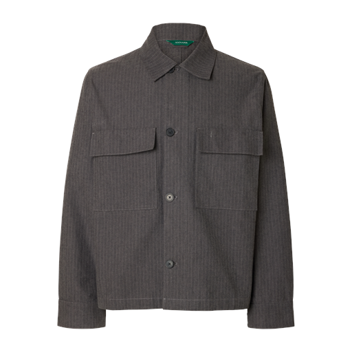 Annarr Harki Pinstripe Overshirt, Dark Gull Gray, XL