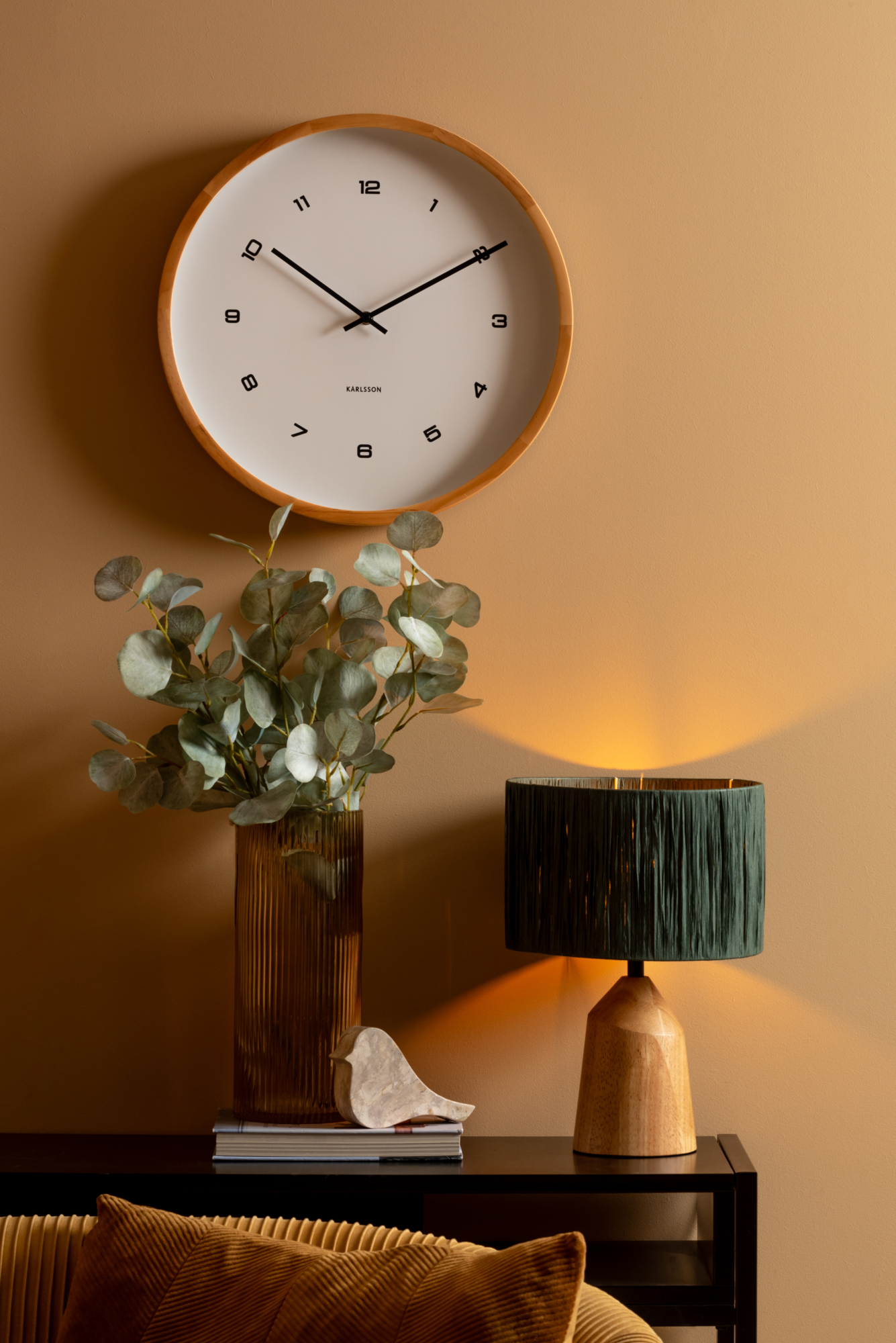 Wall clock Modesta light wood white
