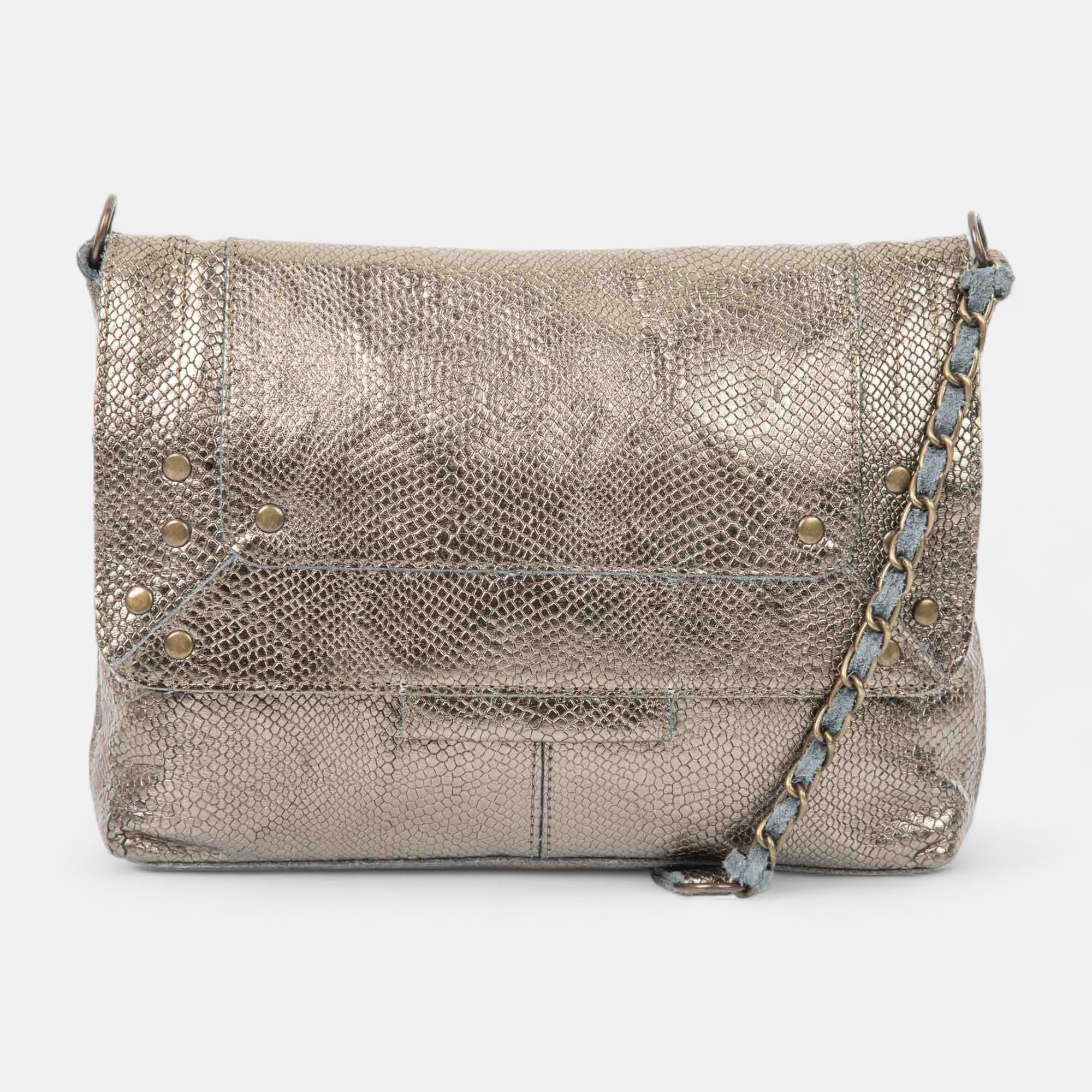 Sac bandoulière en cuir bronze