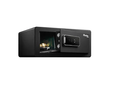 MASTER LOCK LX110BEURHRO, Fritstående pengeskab, Sort, 2 nøgler, Fingeraftrykslæser, 25,4 L, Gulv/væg, Batteri