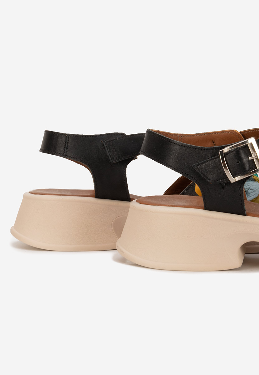 Sandales en cuir naturel noires Masaka