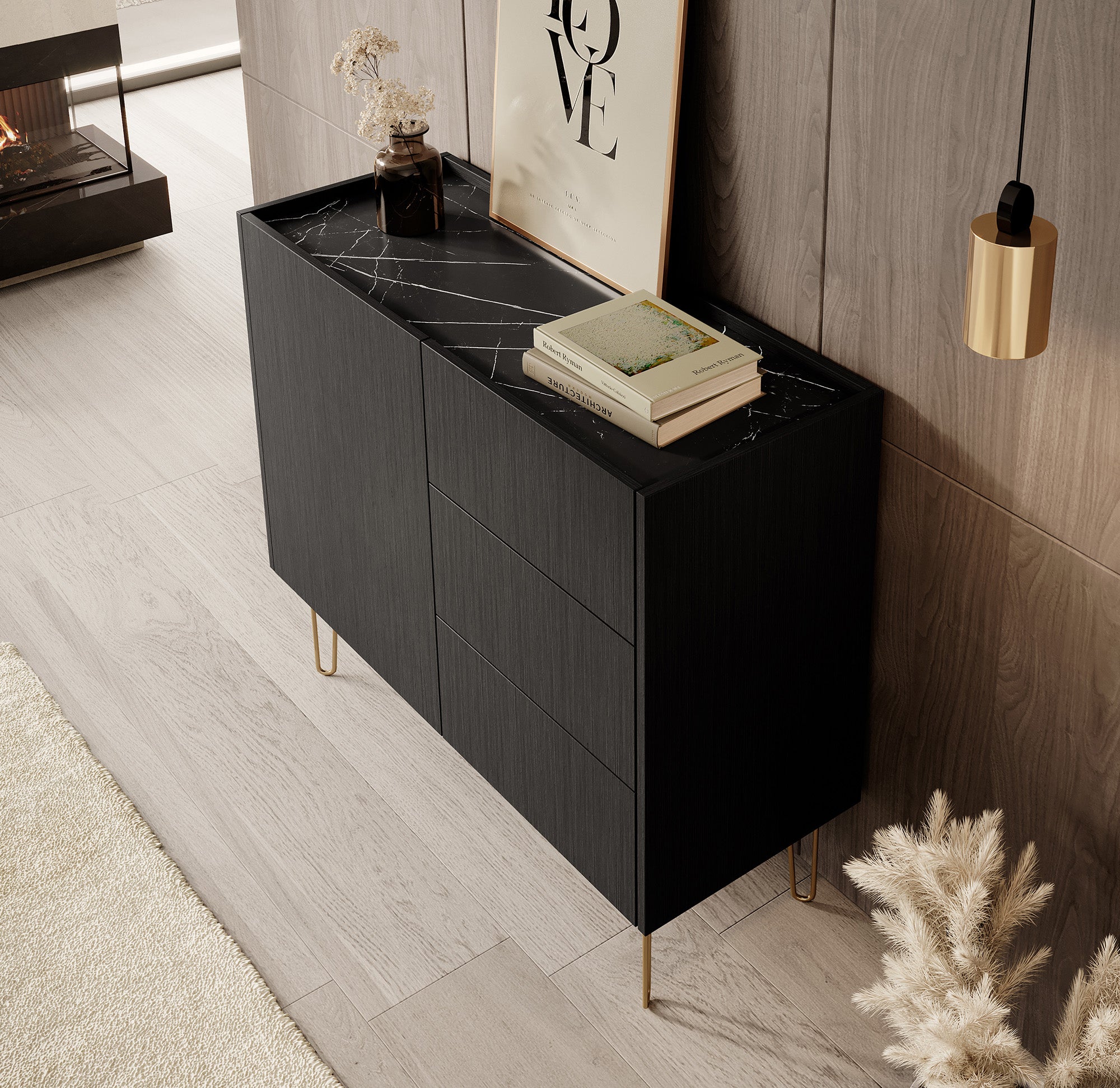 Hacienda - Dressoir - Zwart - 97x37x83 cm