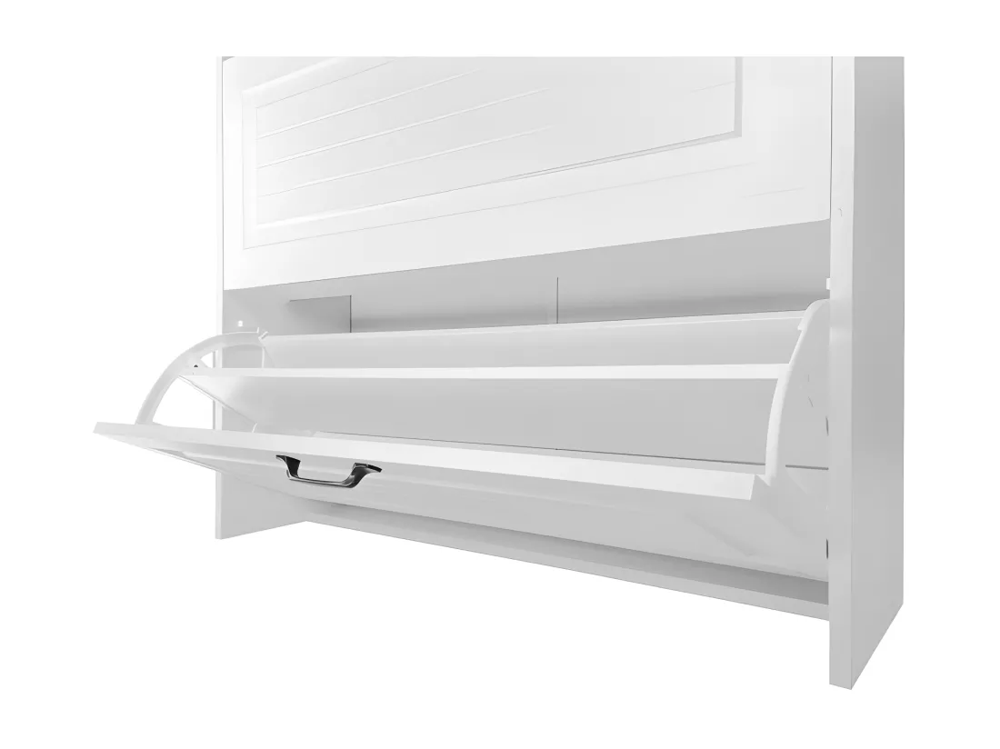 Meuble à chaussures en panneau de particule - 3 portes abattants et 2 tiroirs - Blanc