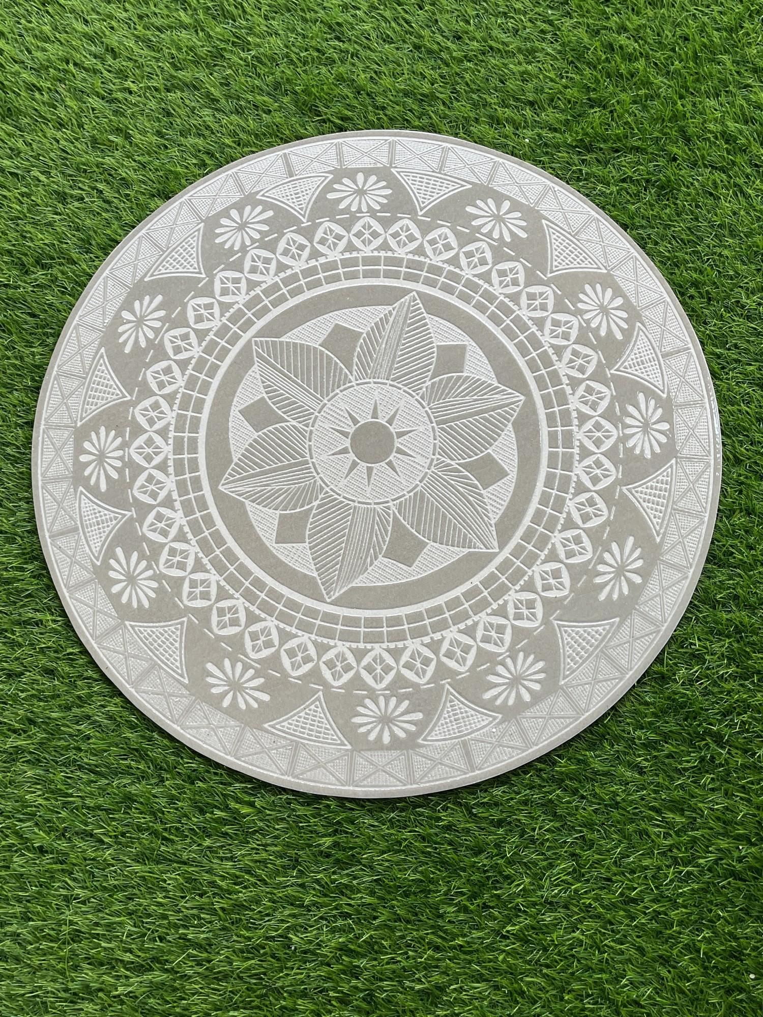 Kacheltisch 'Camille', beige/grau, Ø 60 cm, H 71 cm günstig bestellen