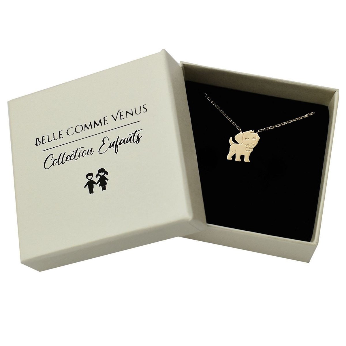 Collier petit chien souriant Plaqué OR 750 3 microns