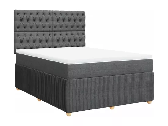 Sommier à lattes de lit avec matelas Gris foncé 140x190cm Tissu