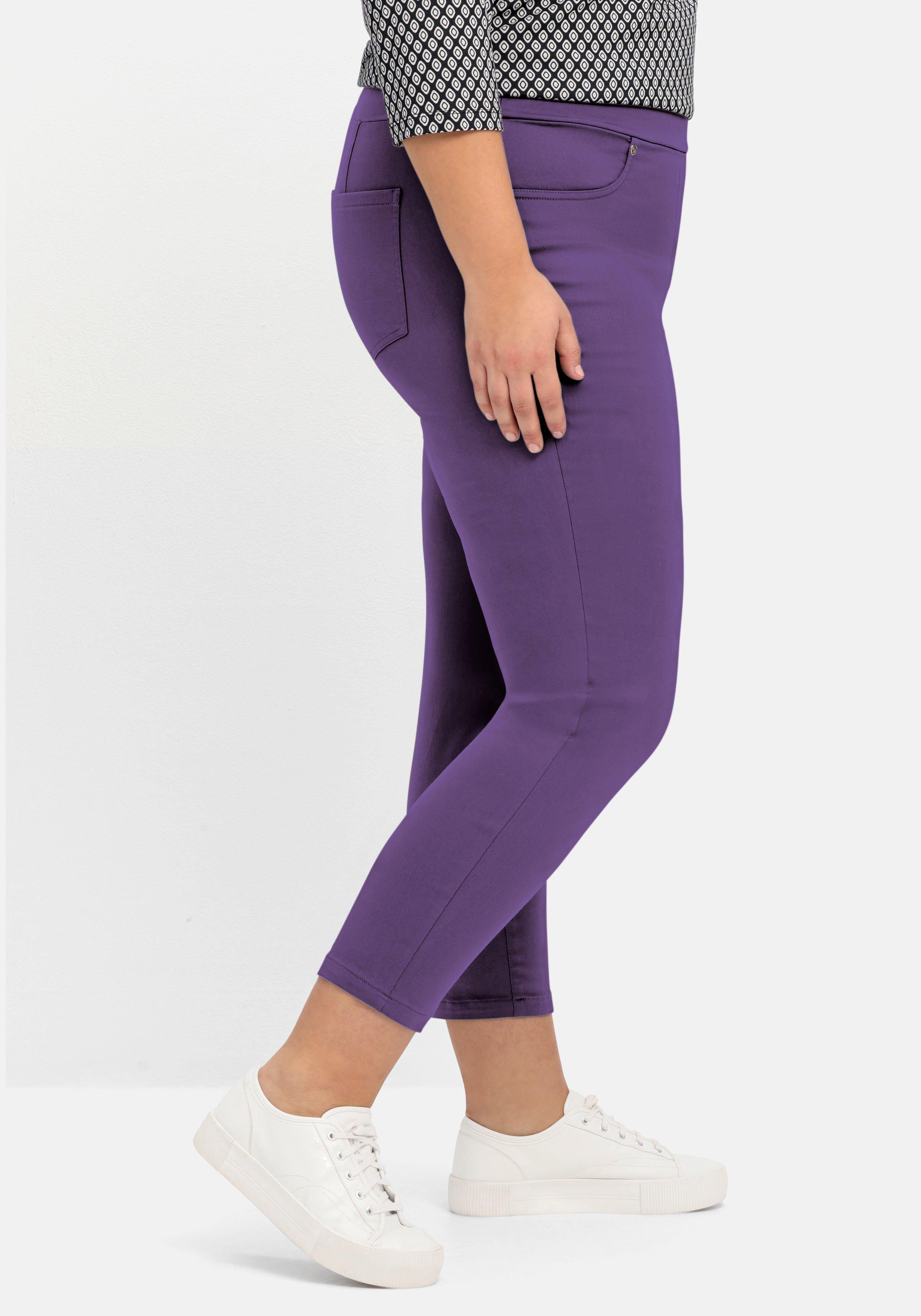 Schmale 7/8-Stretchhose mit elastischem Bund