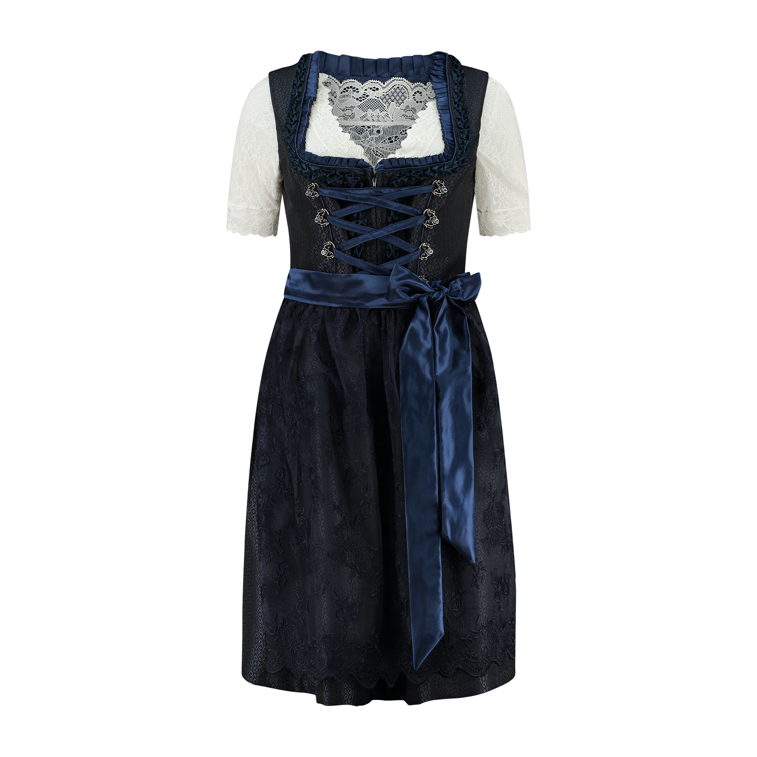 Donkerblauwe Dirndl Jurk Oktoberfest Dames 2 Delig