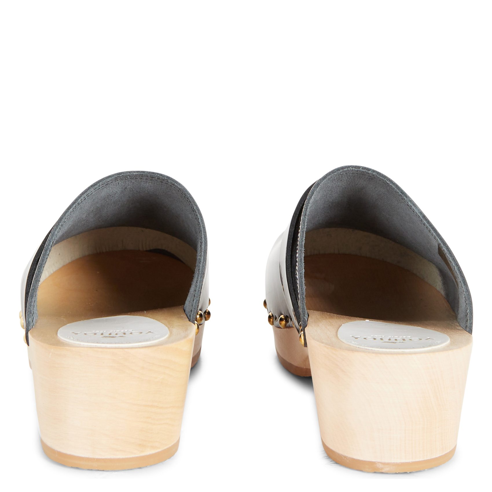 YREN ROCK - Sabots en cuir vernis| Noir