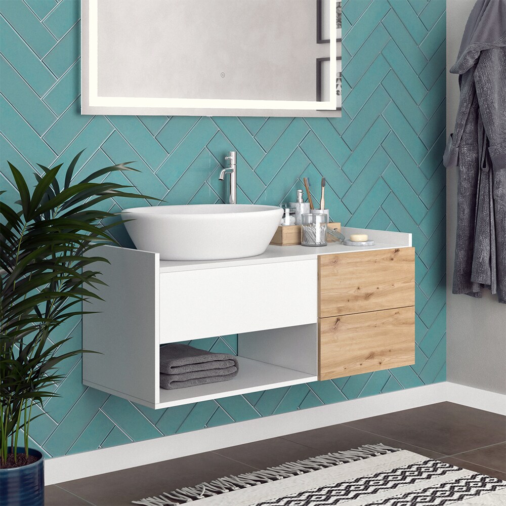 Vicco Waschtischunterschrank Alf 105 x 45 cm, Weiß Artisan Eiche, Badezimmer