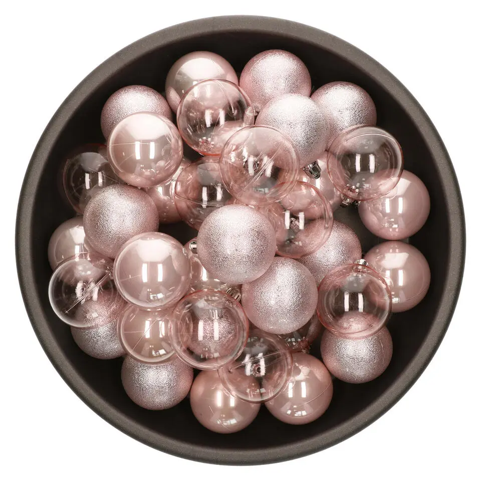 Decoris kunststof kerstballen - 25x stuks - 8 cm -lichtroze