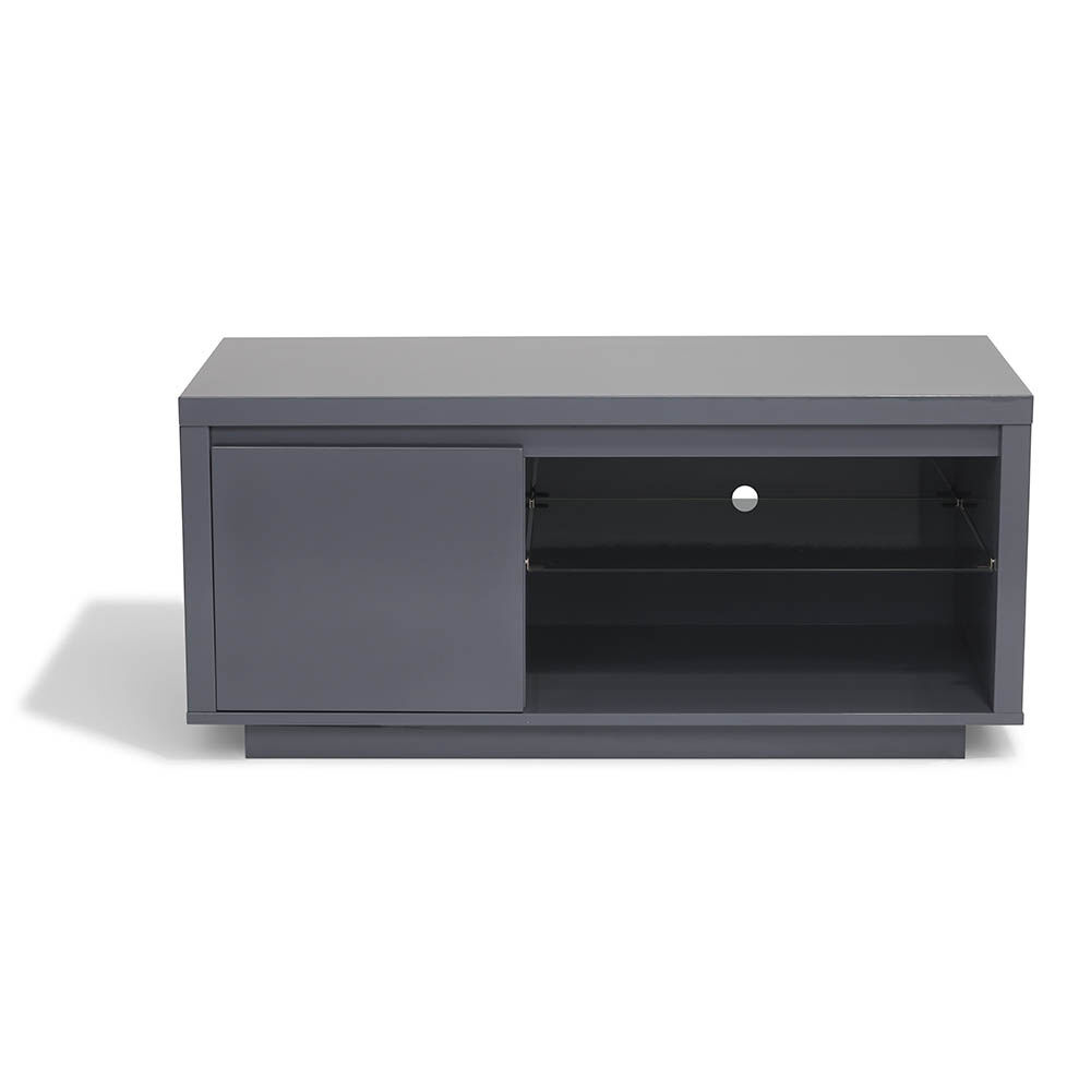 Meuble TV Luminosa effet laqué gris anthracite 1 porte