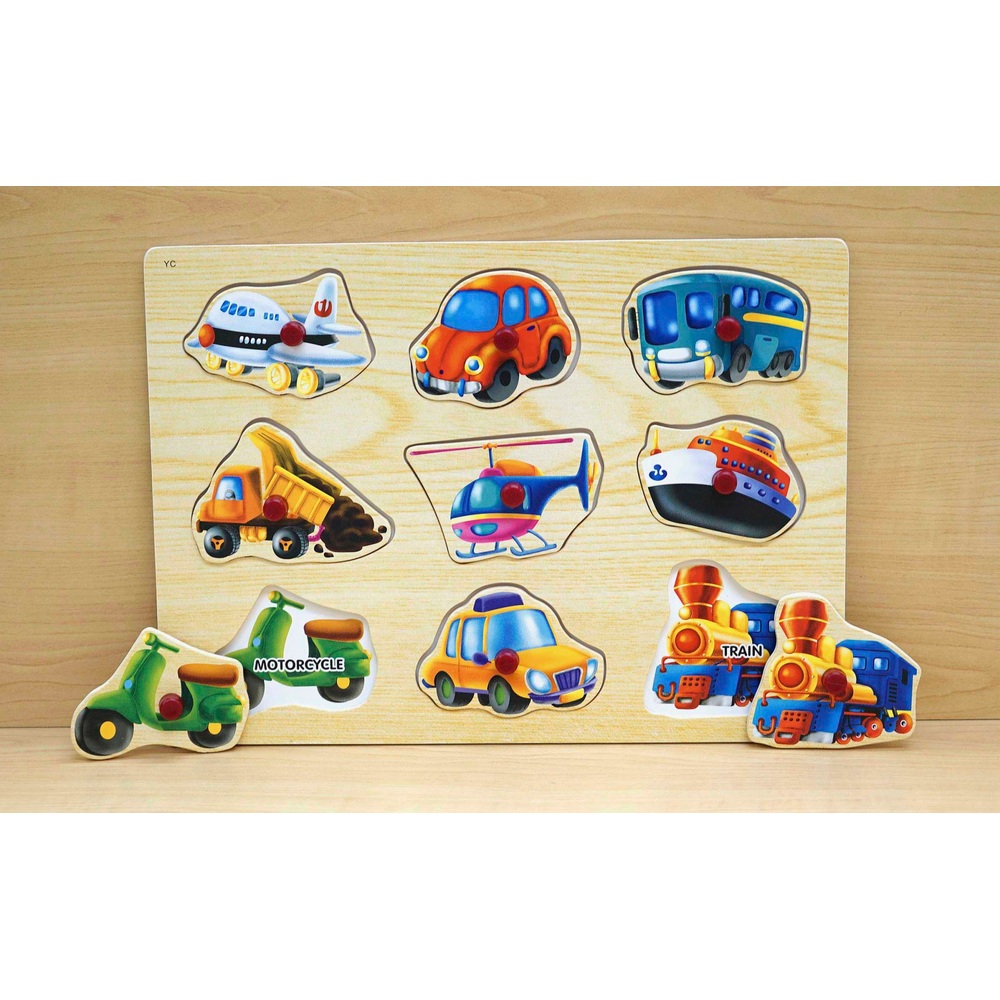 Buntes Holzpuzzle Transport