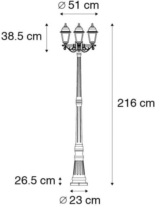 Qazqa - Klassisch I Antik Smarte Laterne schwarz 3-Licht IP44 inkl. Wifi ST64 - Capital I Außenbeleuchtung - Kunststoff Länglich - LED geeignet E27