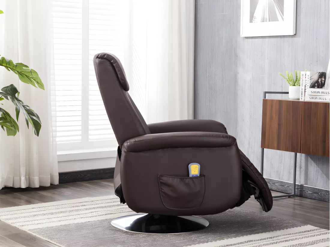 Fauteuil massant KOSTAS en simili - Marron