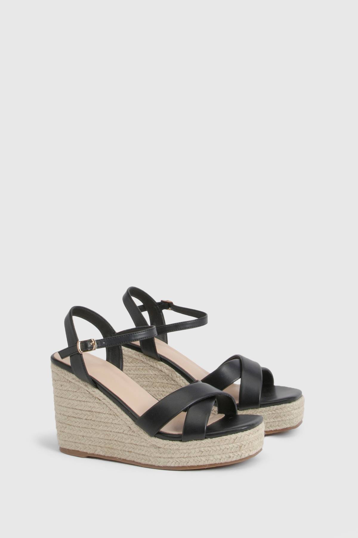 boohoo Sandales Compensées À Brides Coupe Large 2 Parties