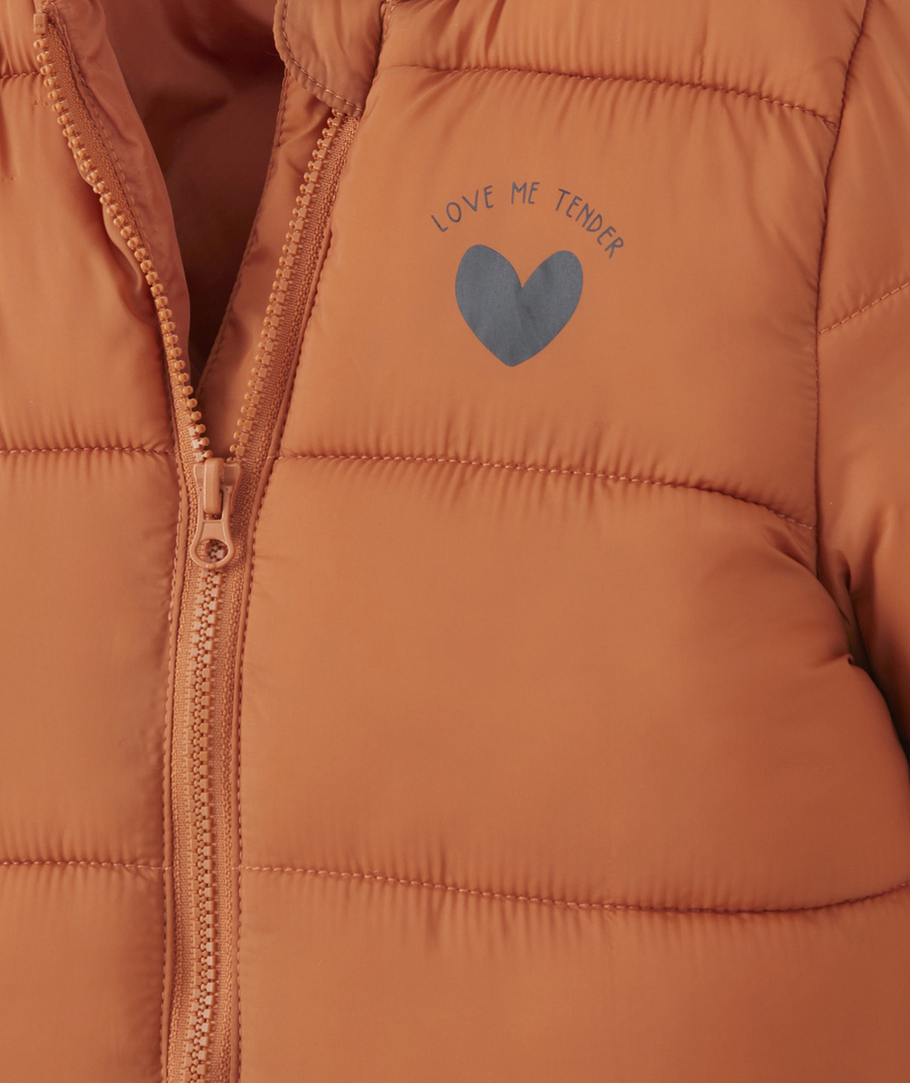 COMBI-PILOTE BÉBÉ EN REMBOURRAGE RECYCLÉ ORANGE AVEC COEUR