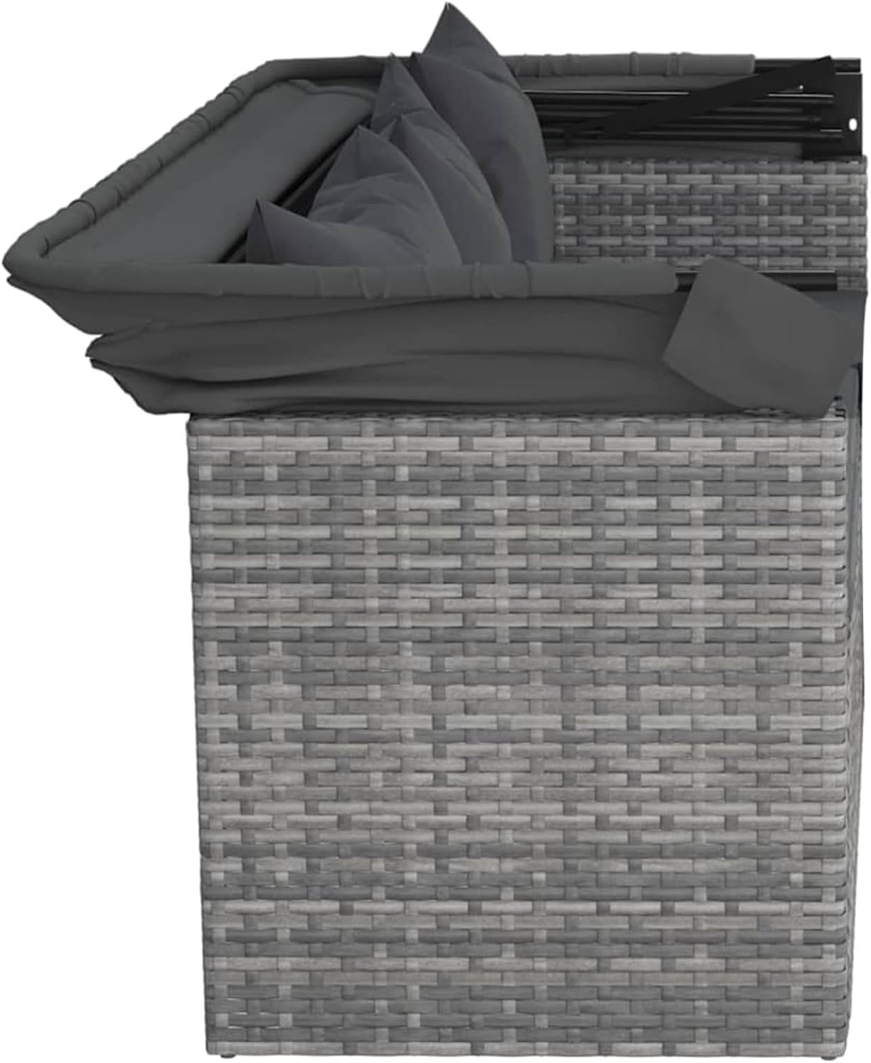 Fasba 4-TLG. Gartensofa mit Sonnendach, Gartensofa 3 Sitzer, Gartenlounge Set Polyrattan, Sonnenliege Gartenliege Mittelsofa Fu?hocker Poly Rattan Grau/ 3186649