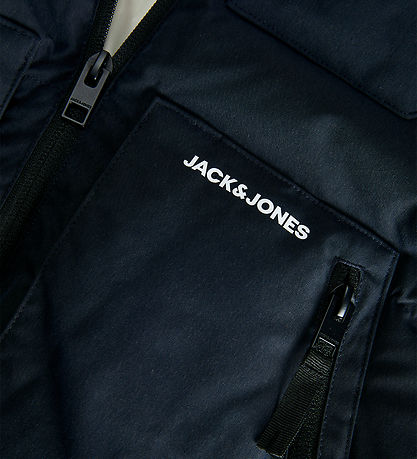 Jack & Jones Dynejakke - JJEOtto - Dark Navy/Hvid