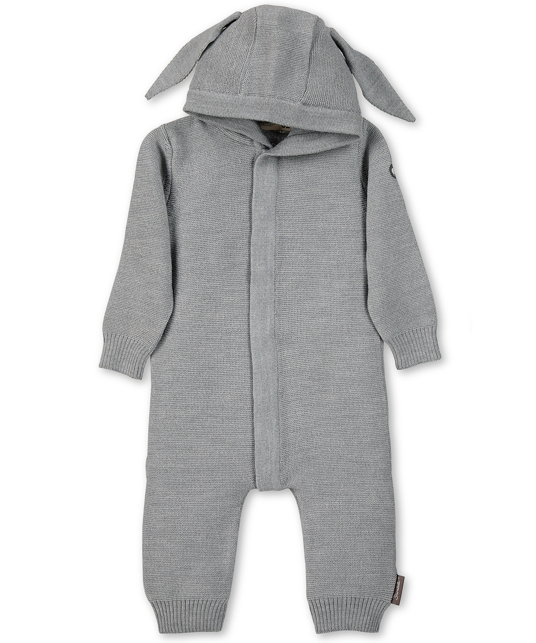 Woll-Overall HÄSCHEN mit Öhrchen in silber melange
