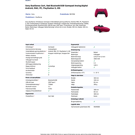 Sony Playstation 5 DualSense trådløs controller - Cosmic Red