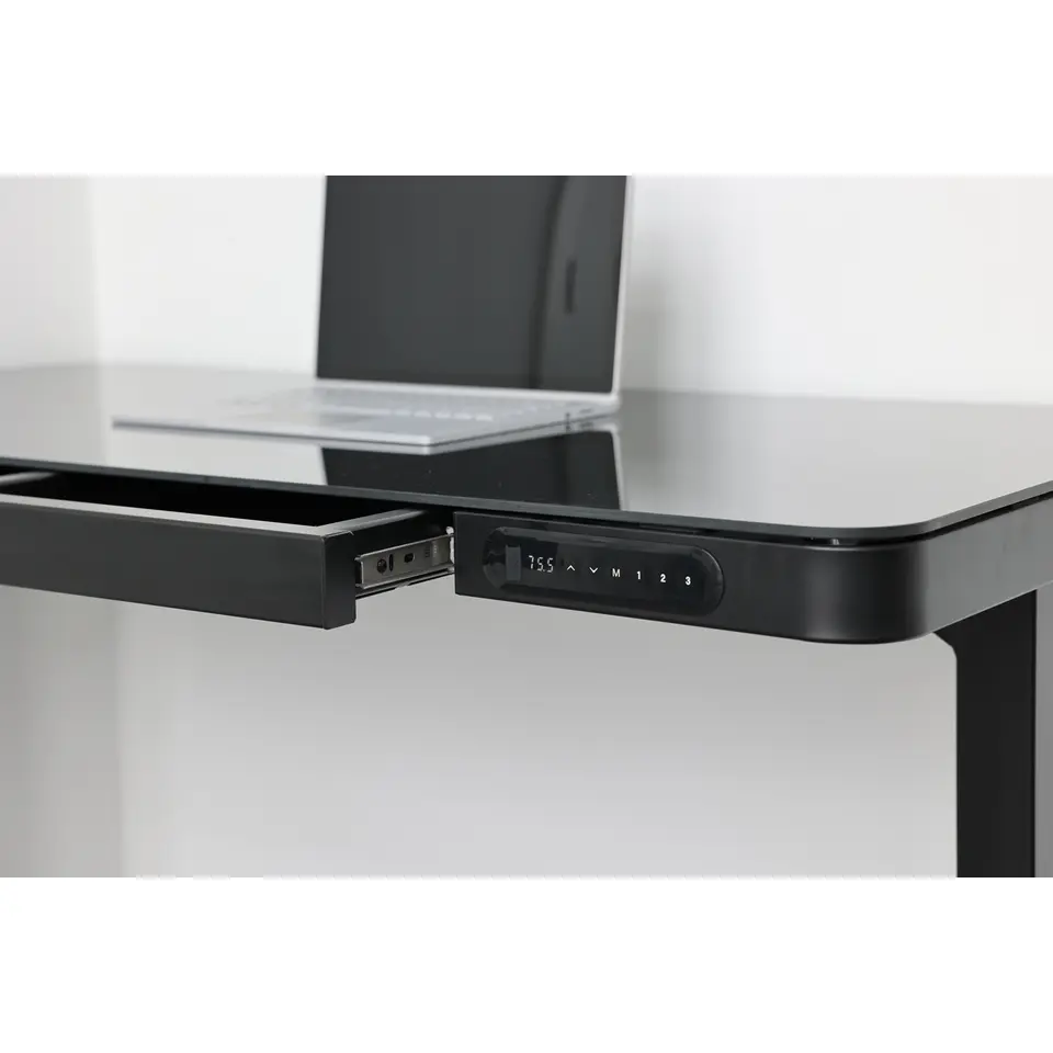 Elektrisch verstelbaar bureau / thuiswerkplek - 120x60 cm - Glas zwar