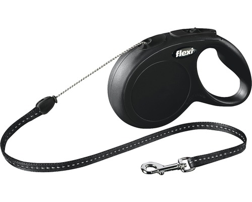 Flexi New Classic touw hondenriem, maat M, 500 cm, max. 20 kg, zwart