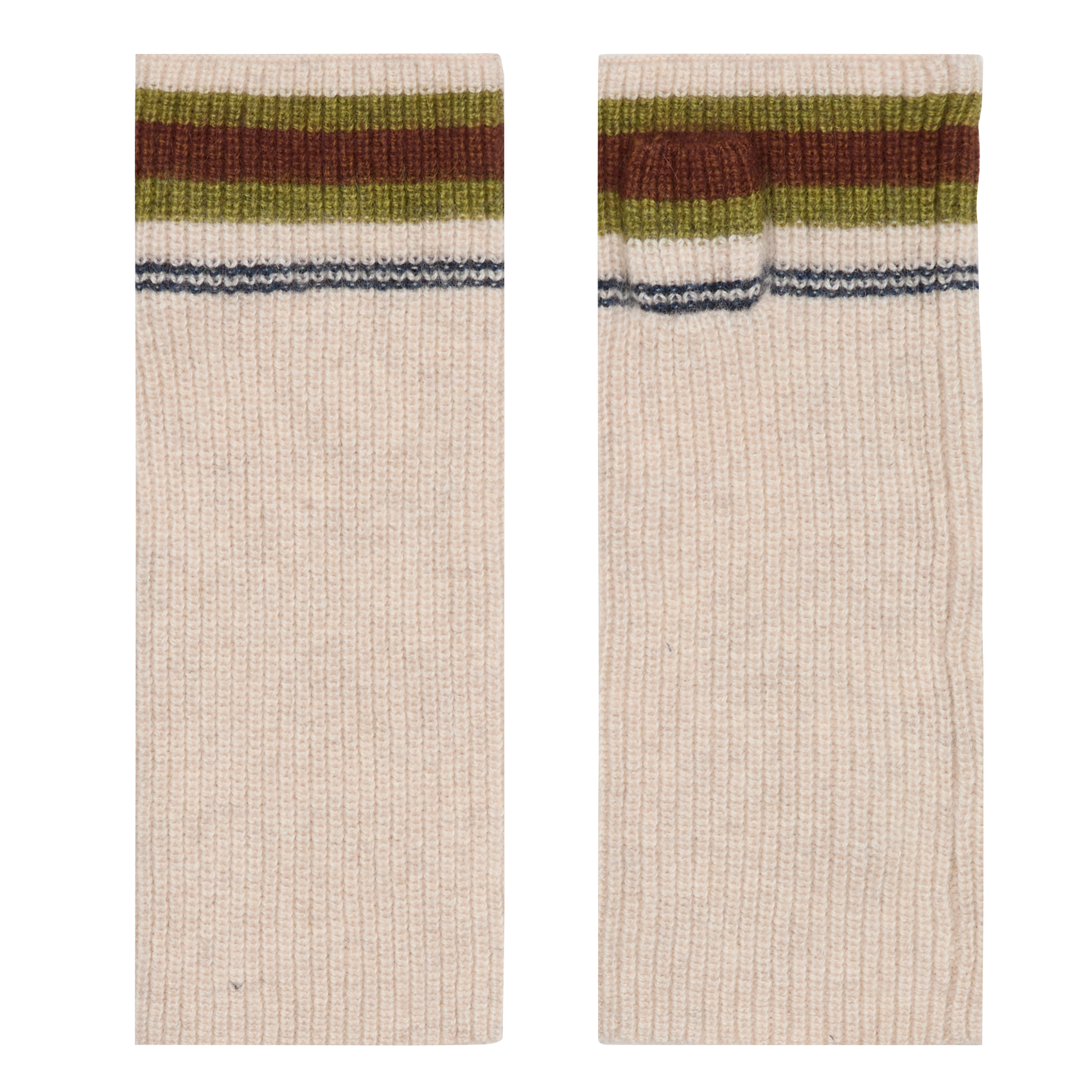 LUCILLE - Mitaines rayées en laine mélangée| Beige
