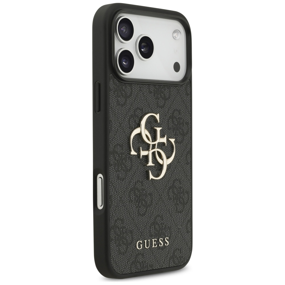 iPhone 17 Pro Max Leder Hardcase Hülle 4G Big Metal Logo (GUHCP17X4GMGGR) - Schwarz