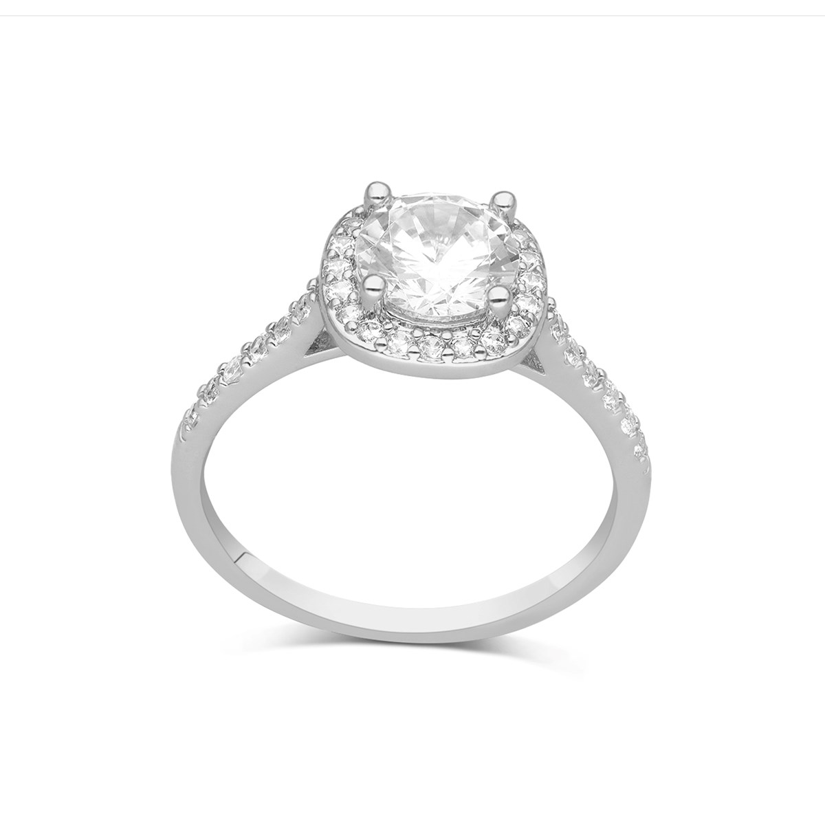 Bague Solitaire Carré Argentée