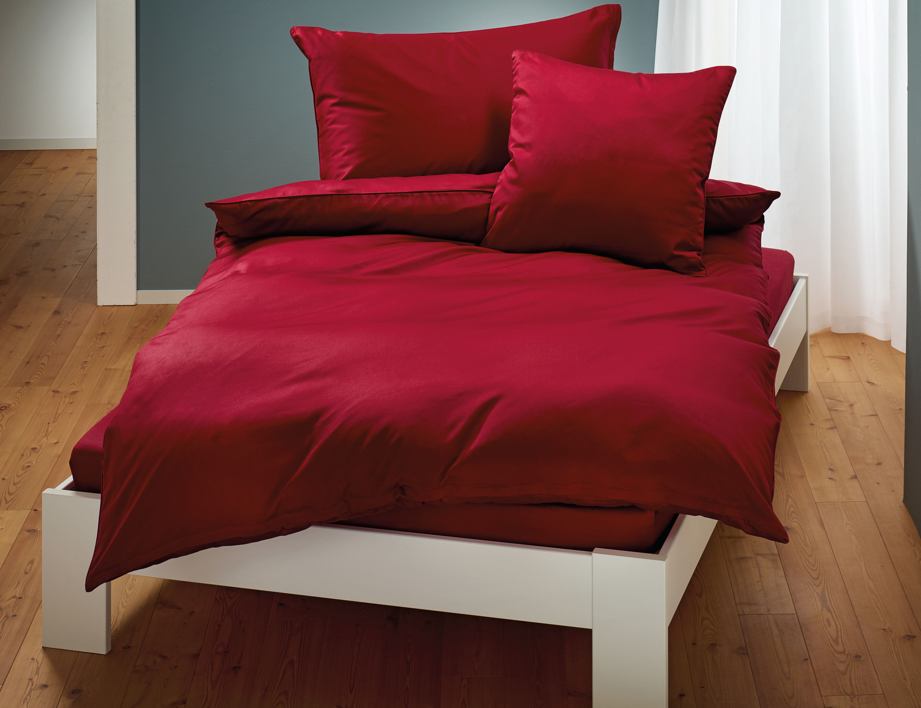 Uni Satin Bettwäsche mit Biese