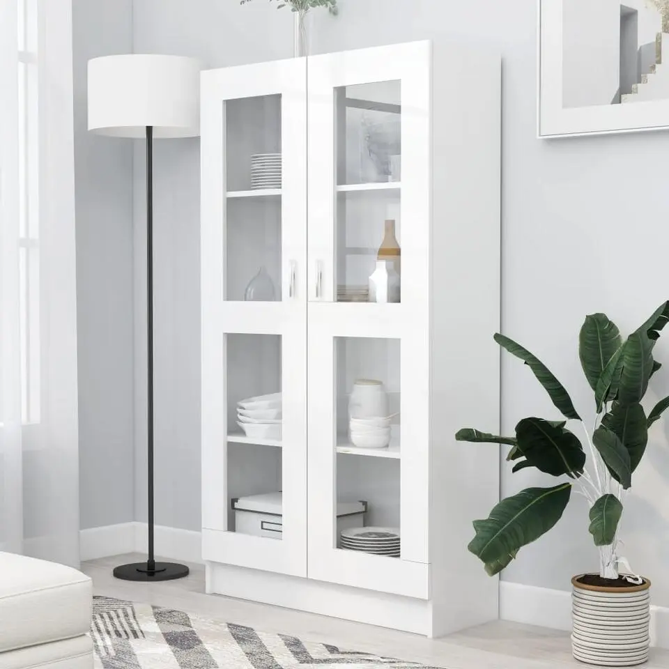 vidaXL - Vitrinekast - Wit - Bewerkt hout