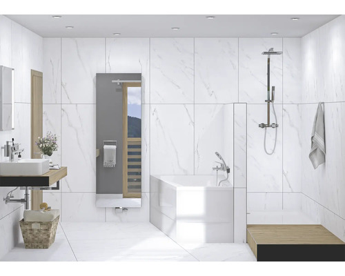 Porseleinen wand- en vloertegel Premium Calacatta wit 60 x 120 x 0,9 cm glanzend gerectificeerd