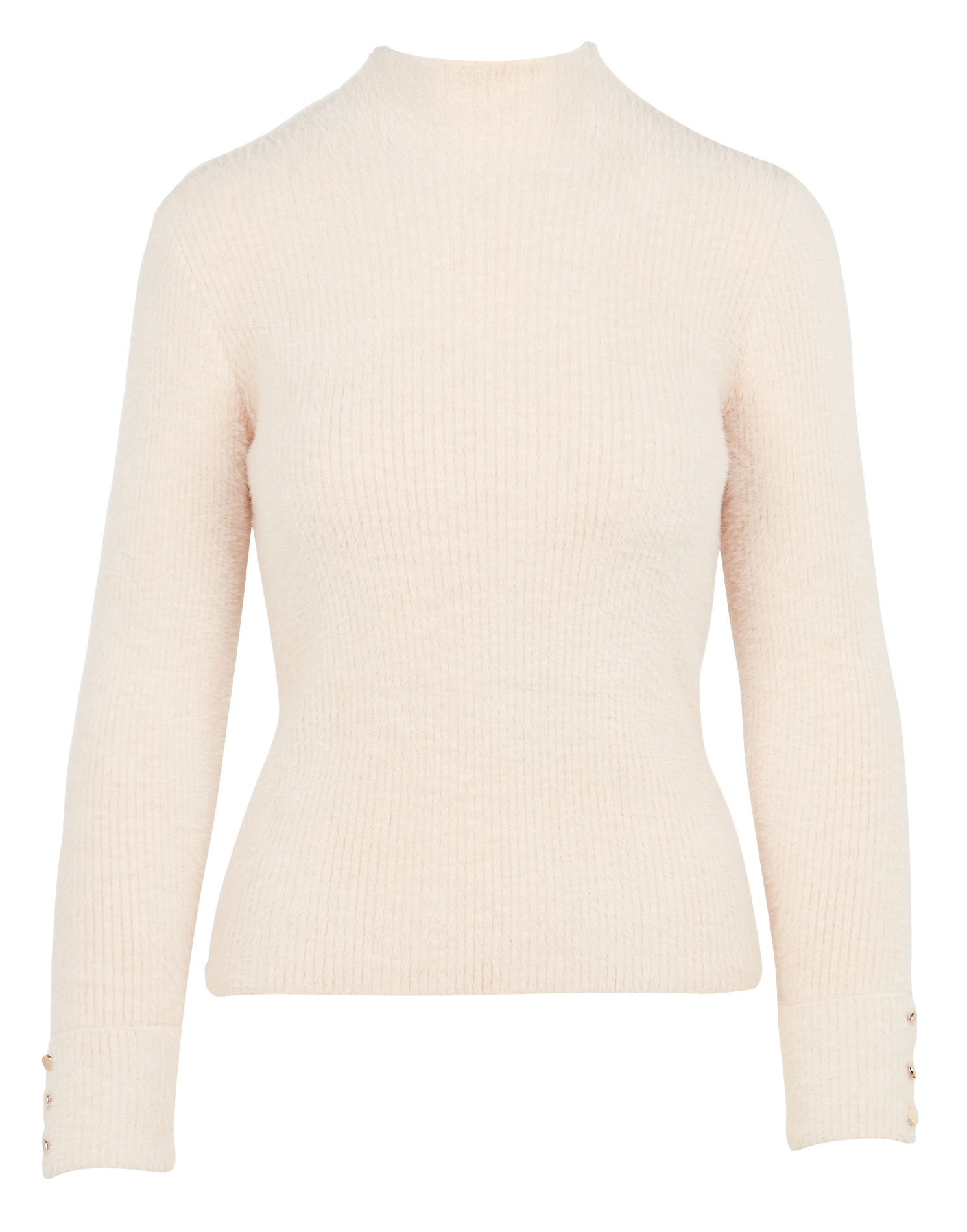 MORIK.N - Pull col montant maille duveteuse | Beige