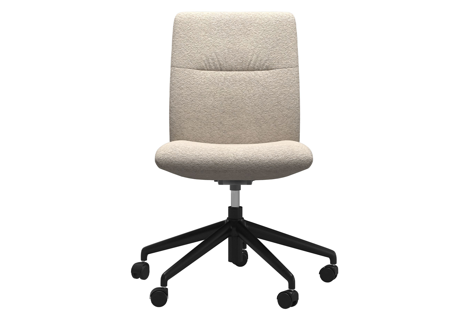 Mint kontorstol Lav stol i tekstil Orchid Offwhite uten arm og med matt sort understell\n