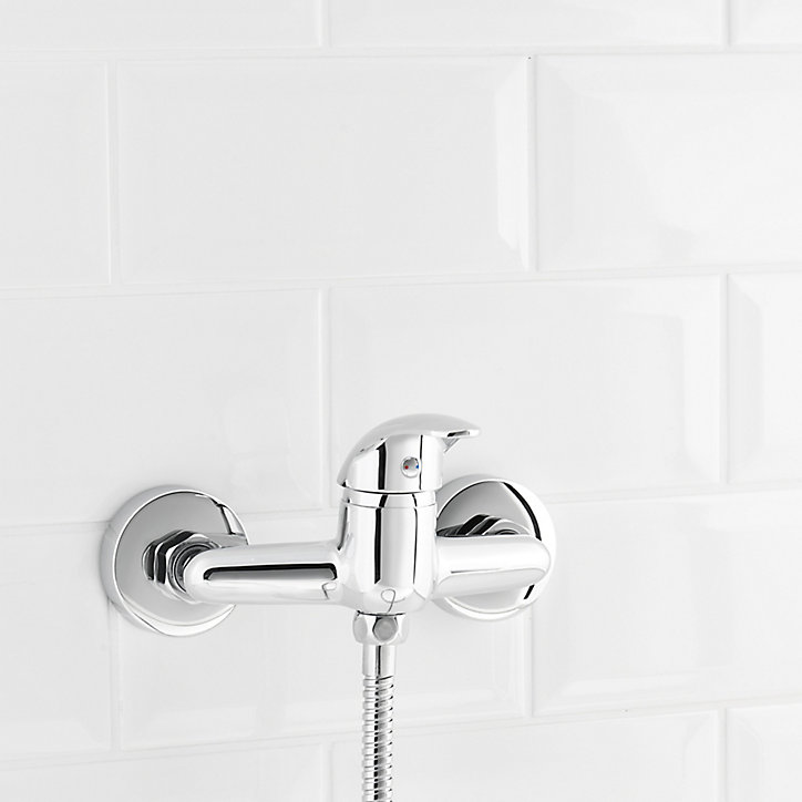 Mitigeur de douche entraxe 150 mm GoodHome Eidar en laiton chromé